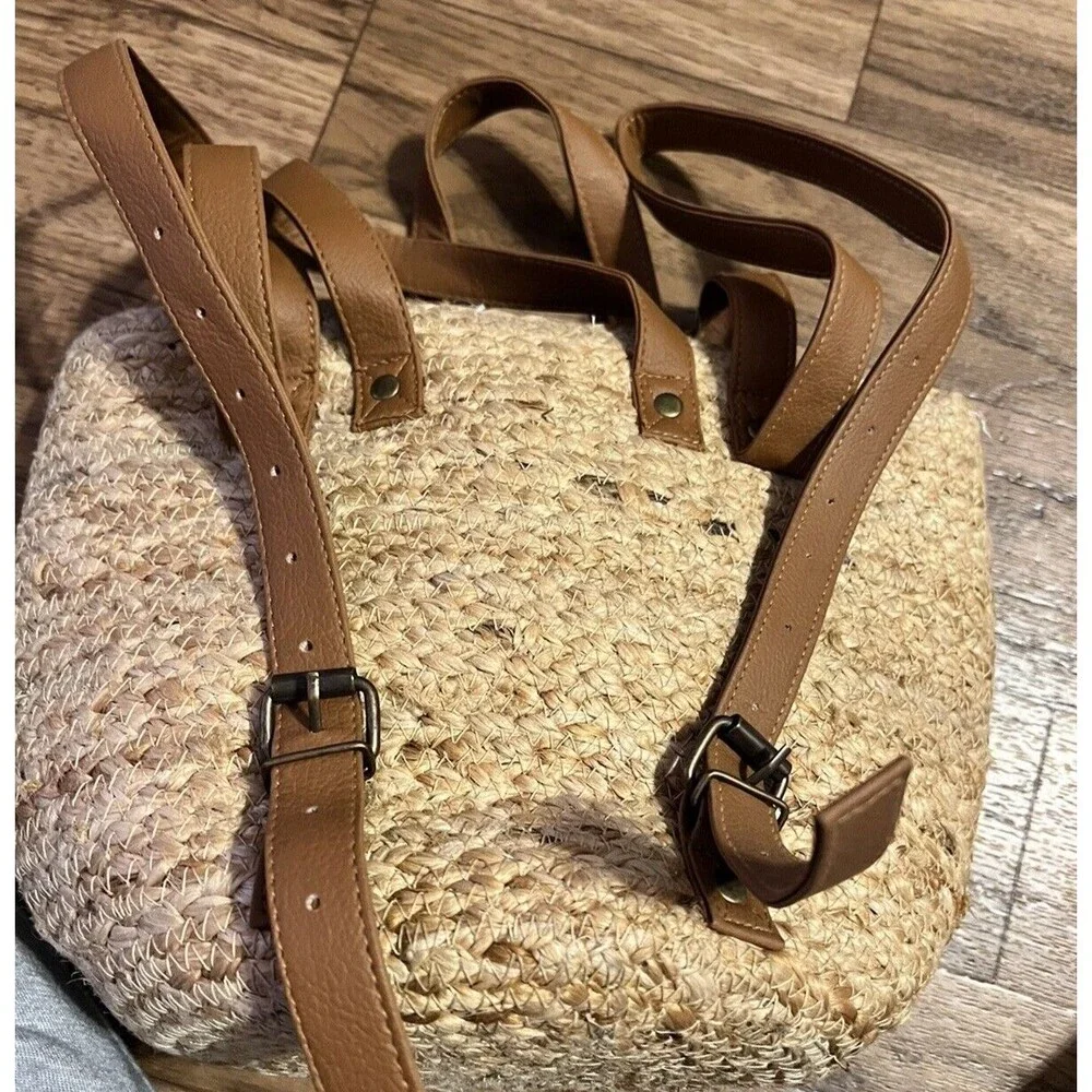 XIX Palms The Shorebreak Picnic Cooler Bag Backpack Jute Woven Handmade With Tag